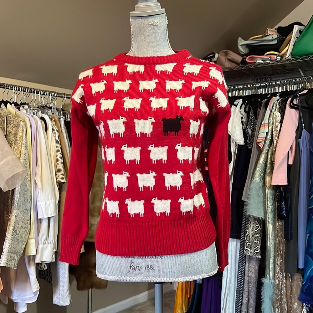 Vintage 80s Princess Diana Black Sheep Sweater